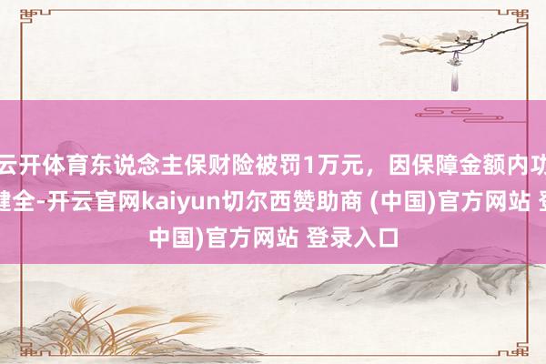 云开体育东说念主保财险被罚1万元，因保障金额内功令度不健全-开云官网kaiyun切尔西赞助商 (中国)官方网站 登录入口